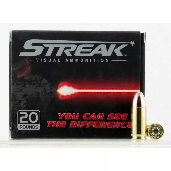 9MM STREAK 147 Grain TMJ Non-Incendiary Red Tracer - 20rds