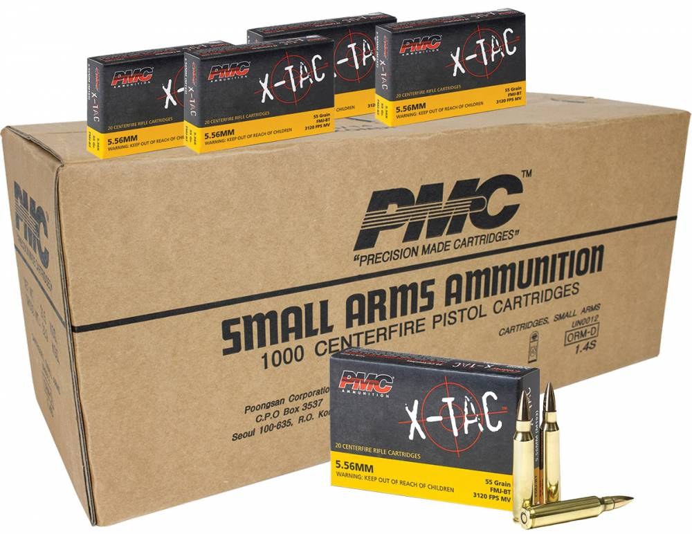 5.56 PMC X-Tac 55 Grain FMJ Ammo - 1000rd Case