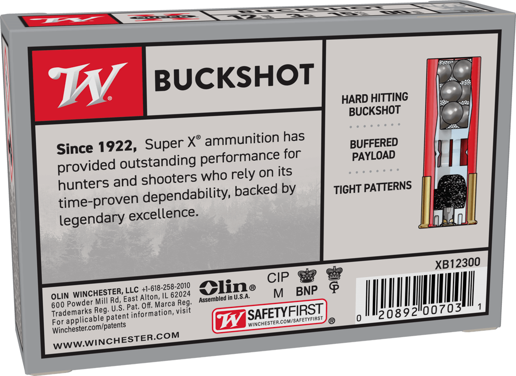 12 Gauge Winchester Super-X 00 Buckshot 3" - 15 Pellets