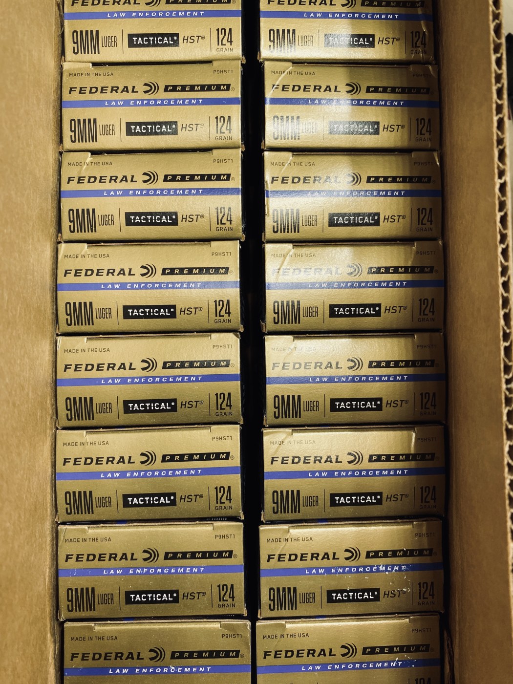 9MM Federal Law Enforcement 124 Grain Tactical HST Ammo - 1000rd Case