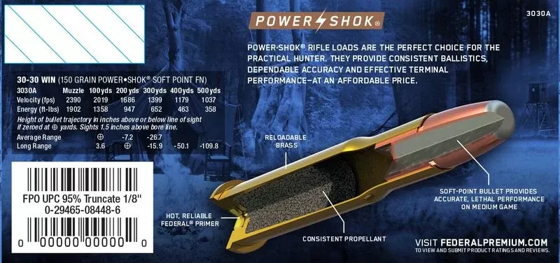 30-30 Winchester Federal Power-Shok 150-Grain - 20rds