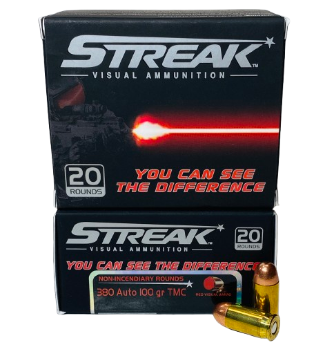 .380 ACP STREAK 100 Grain TMC Non-Incendiary Red Tracer - 20rds