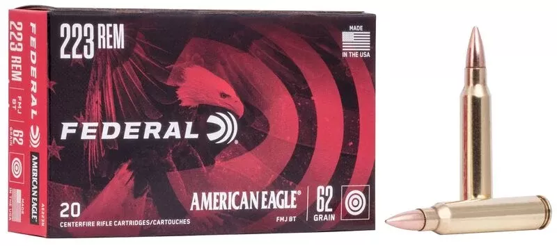 .223 Federal American Eagle FMJBT 62 Grain - 20rds