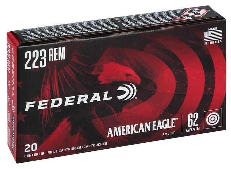 .223 Federal American Eagle FMJBT 62 Grain - 20rds
