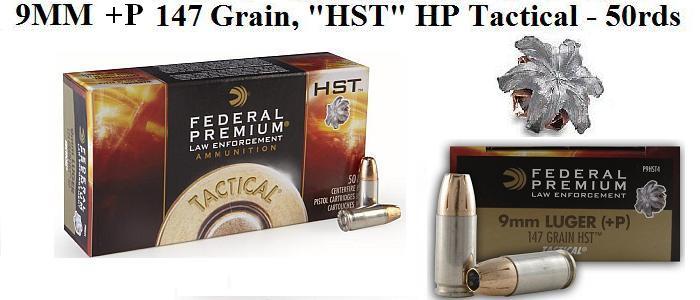 9mm +P Federal Law Enforcement 147 Grain HST Ammo (50rds)