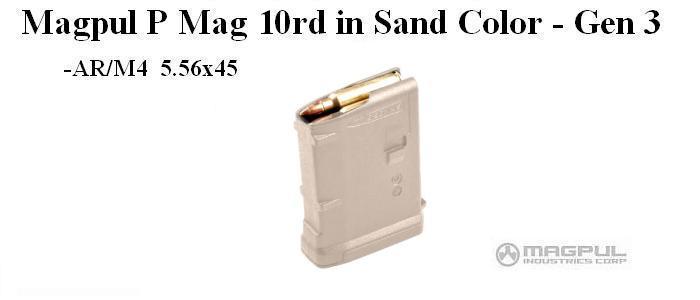 Magpul AR-15 Pmag .223 10rd Sand Gen 3 Magazine