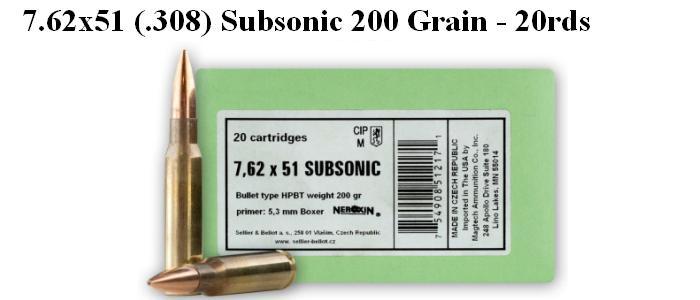 7.62x51 (.308) Subsonic Ammo - 20rds