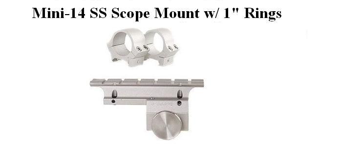B-Square Weaver-Style Scope Base with Rings Ruger Mini-14 (Silver Finish)