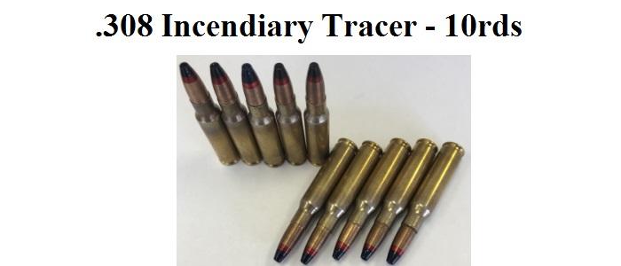 .308/ 7.62x51 Incendiary Tracer Ammo - 10rds