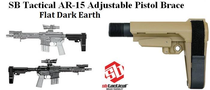 SB Tactical AR-15 Pistol 5 position adjustable Brace - FDE
