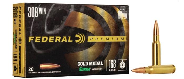 .308 Federal Gold Medal Sierra Matchking 168 Grain, BTHP - 20rds