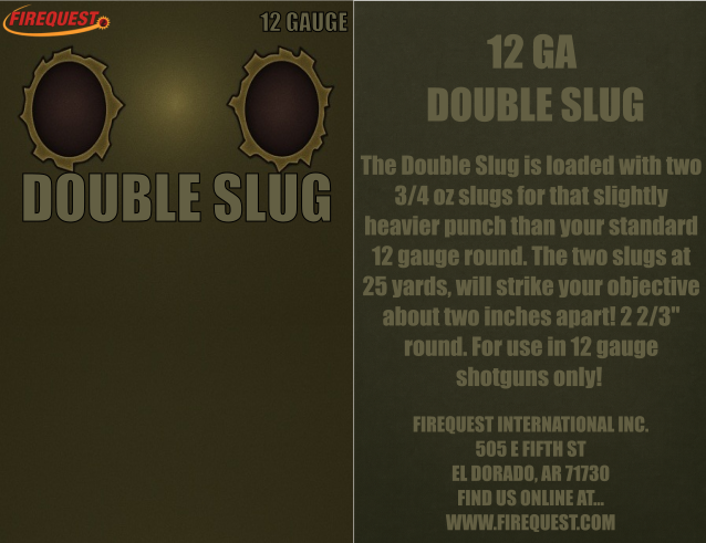 12 Gauge Double Slug - 25 Units Per Package
