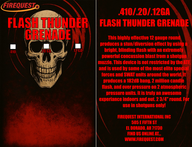 12 Gauge Flash Thunder Grenade Ammo - 25 Rounds