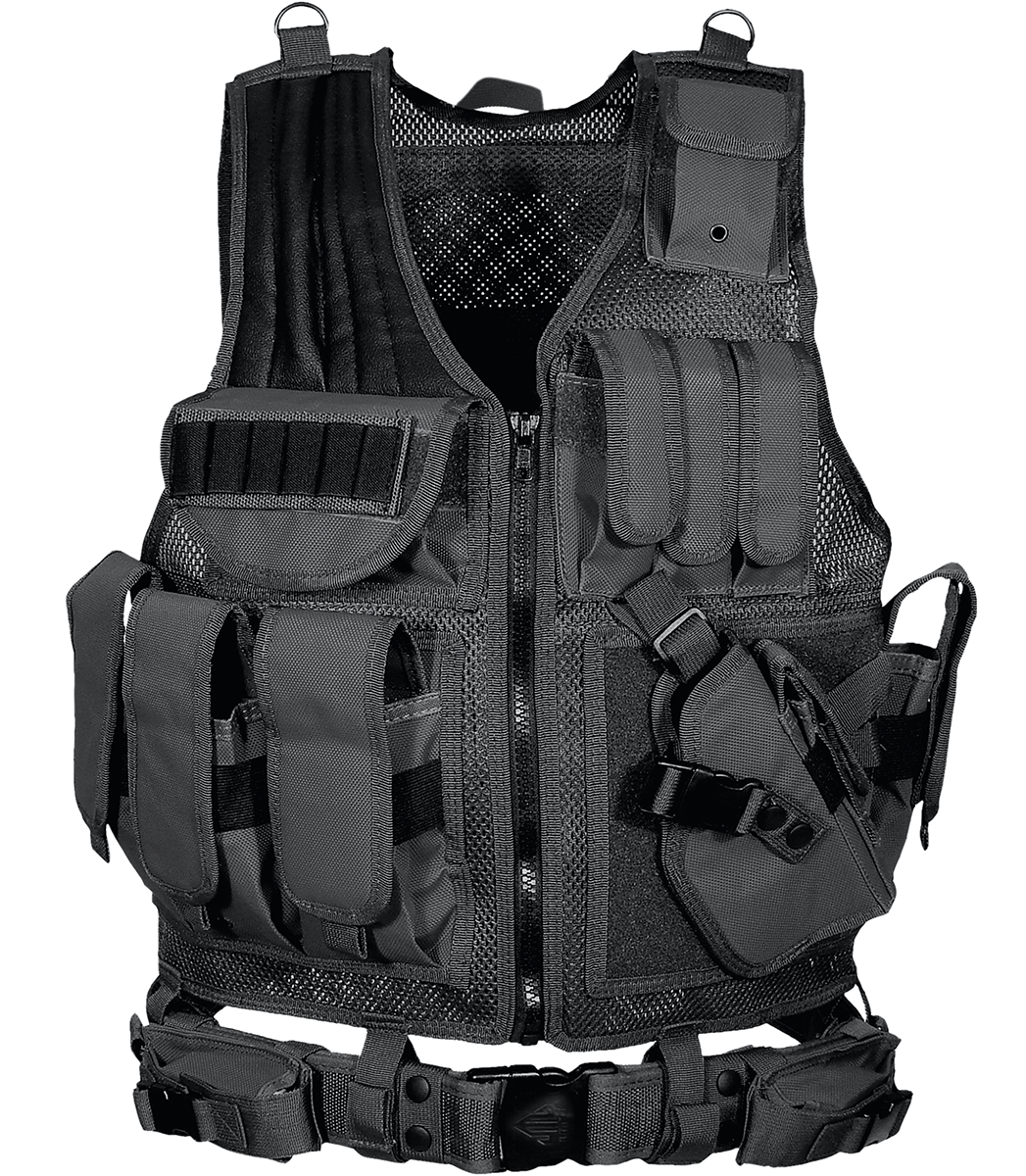 Tactical Vest with Quick Draw Holster, Pouch & Web Belt