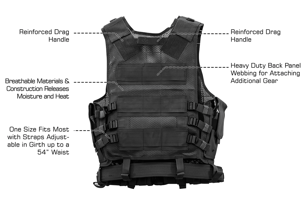 Tactical Vest with Quick Draw Holster, Pouch & Web Belt