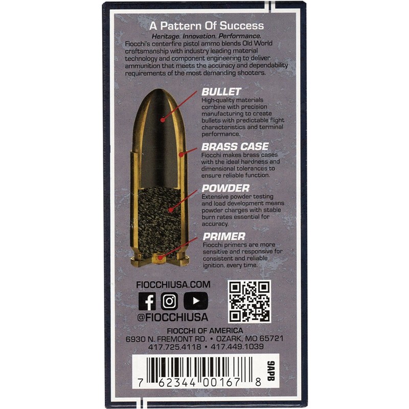 9mm Fiocchi Range Dynamics 124 Grain FMJ - 50rds