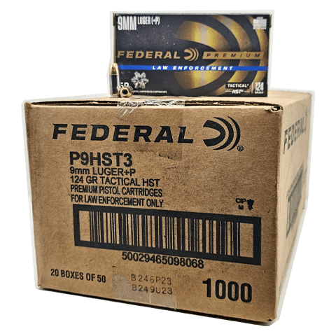 9MM (+P) Federal Law Enforcement 124 Grain Tactical HST Ammo - 500rd Case