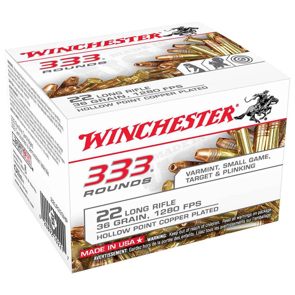 22LR Winchester 36 Grain CPHP Rimfire Ammo - 333 Rounds