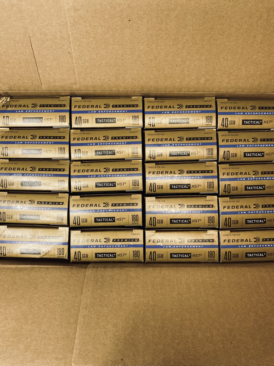 40 S&W Federal Law Enforcement 180 Grain Tactical HST Ammo - 1000rd Case