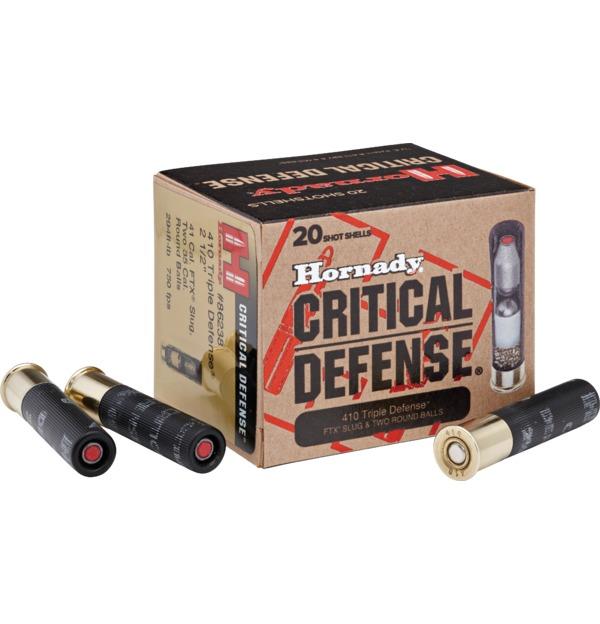 Hornady Critical Defense .410 Triple Defense, FTX Slug and Two .35 Cal Round Balls - Box of 20