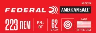 .223 Federal American Eagle FMJBT 62 Grain - 500rd Case